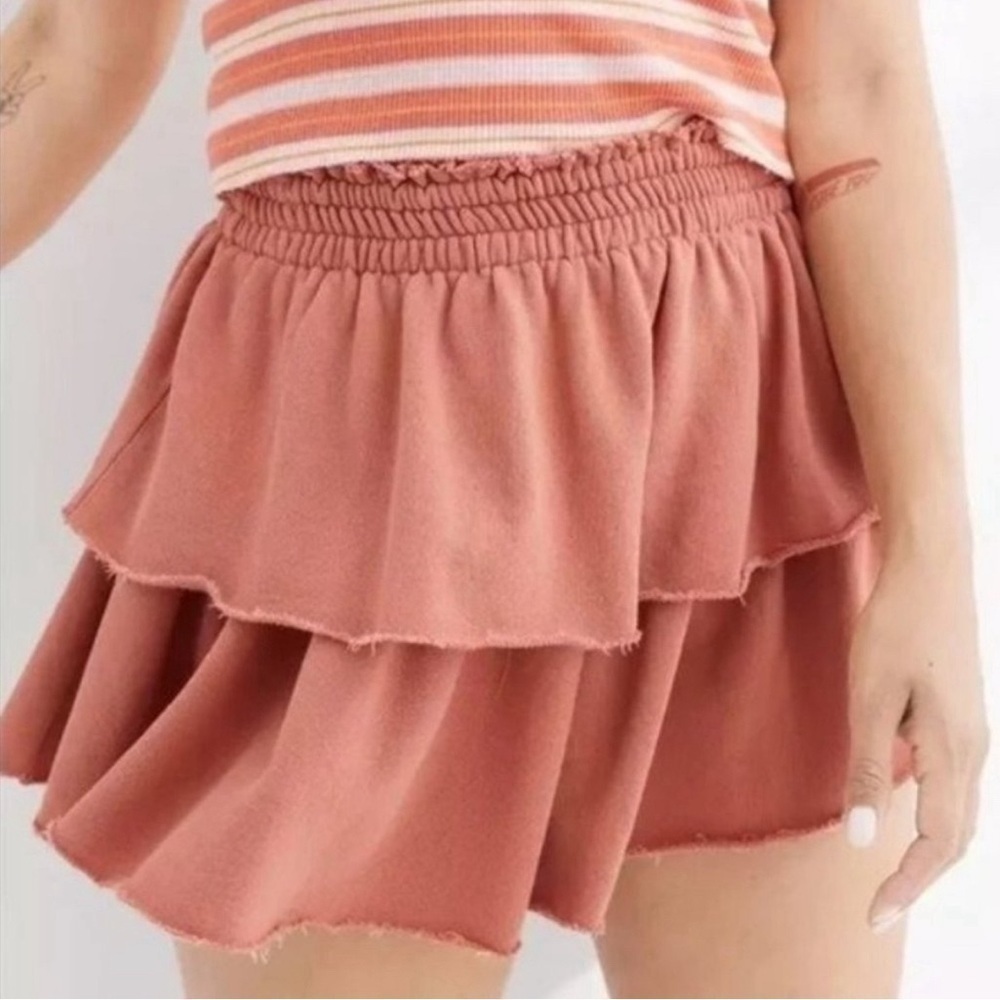 Aerie elastic waist skirt tiered NWT Small sweatshirt hoodie skirt spring
